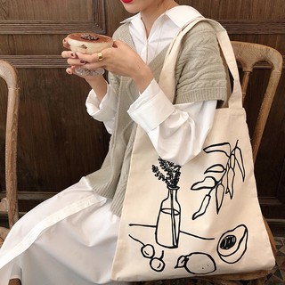 Women's Canvas Printing Shoulder Bags Lady Casual Large Handbags Cotton Sling Shopping Tote Bag