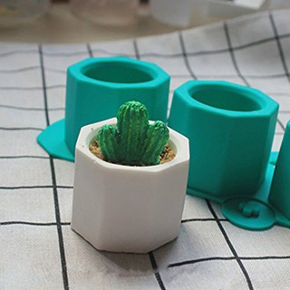 Livecity 3 Holes Polygonal DIY Gypsum Concrete Plaster Silicone Succulent Pot Vase Mold
