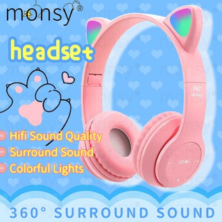 Headphones Bluetooth Headset Headphone Cat Ear Headphone With Microphone LED Light Earphone