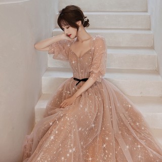 Women elegant Dress debut Long Wedding Gown Evening Dress Bridesmaid Dress【sale】