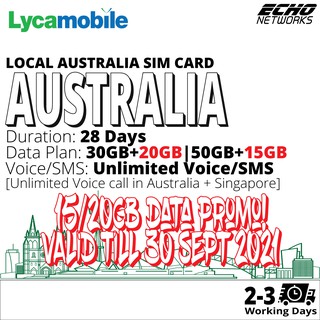 [LYCAMOBILE] 28 Days Australia 50GB|65GB (4G/LTE) + Unlimited Voice Call | No Registration Required