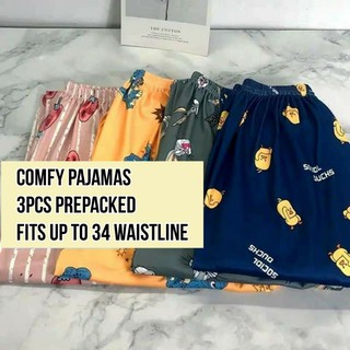 3pcs Comfy Soft Cotton Pajamas for Adult Sleepwear Pantulog Pambahay