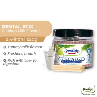 Dentalight Milk Bone Dental Stix Calcium 220g Dog Treats Dental Chews 22 pieces per pack