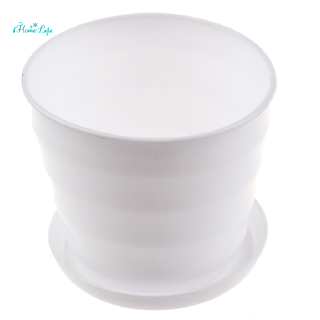 Hot--Plastic Round Flower Plant Pot Planter Holder With Tray Home Office Garden Decor White