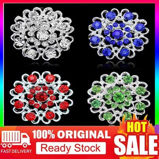♥BDF♥Rhinestone Crystal Brooch Hollow Out Collar Pin Silver Plated Flower Jewelry