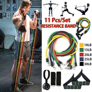 【lowest price】Resistance Bands Exercise Yoga Tubes Pull Rope 11 Pcs/Set