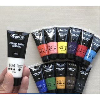 Focus Acrylic Perma Paint 30ml in Easy Squeeze Tube (Basic Colors)