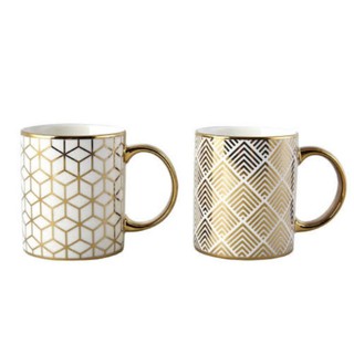 Gold & White Design Coffee Mug Ceramic