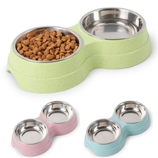Double Pet Bowls Dog Food Water Feeder Stainless Steel Pet Drinking Dish Feeder Cat Puppy Feeding Supplies