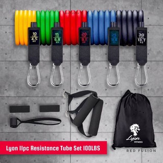 Lyon Fitness 11Pc Resistance Tube Set(100LBS)