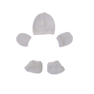 1pc Newborn Mittens Booties Bonnet Set (3in1) Colored Lining ( 100% Cotton)