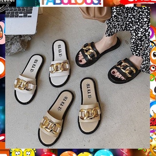 LADIES CLASSY SLIPPER/Korean style Chanel metal chain flat slipper/sandals/Trusted OnlineShop