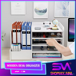 SHOPMIX DIY Wooden Multi-functional Organizer Wooden Desk Organizer, Multi-Functional DIY Pen Holder
