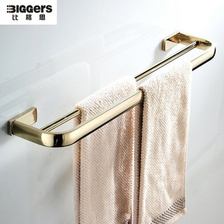 Biggers luxury gold color brass bathroom double towel bar towel rack towel shelf