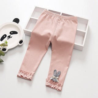 ♕ babyme ღ Baby Girls Rabbit Pattern Pants Leggings Cute Stretchy Warm Trousers