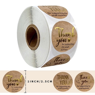500pcs thank you for supporting my business Kraft Stickers with Gold Foil round labels sticker for small shop handmade sticker