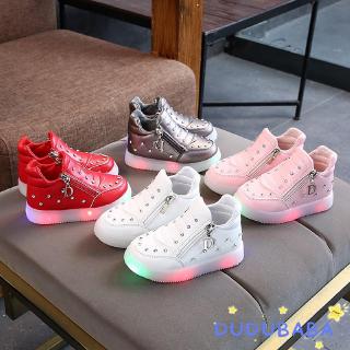 【dudubaba】Autumn Children Girls Fashion LED Lights Soft Casual Walking Shoes (1)