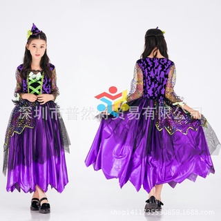 Children's Halloween Cosplay Purple Long Dress