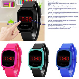 Digital Display LED Light Electronic Touch Screen Sports Wrist Watch (2)