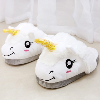 Plush Unicorn Slippers Winter Warm Grown Ups Indoor Slippers (3)