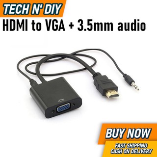 HDMI to VGA Adapter Cable Converter with 3.5mm Audio Cable Male to Female Gold Plated 1080P