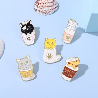 5 Styles Cartoon Lapel Pin Cute Cat Enamel Brooch Animal Backpack Badge Collectible Gift