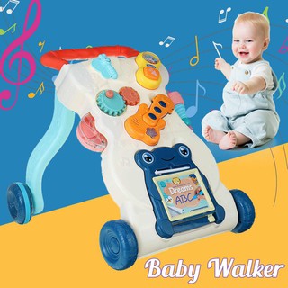 Multifunction Baby Walker Infant Stand-to-Sit Toddler Four Wheels Trolley Learning Early Education W