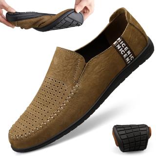 insBreathable Men Casual Leather Shoes 2019 New Genuine Leather Shoes Fashion Slip on Men Loafers Co