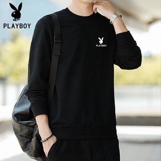 ﹊Playboy spring thin cotton sweater men s new loose long-sleeved t-shirt spring and autumn men s cas