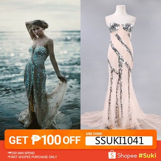 UEO-Sequins Long Formal Prom Cocktail Party Ball Gown