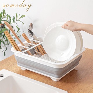 Someday Foldable Dish Rack Plates Drying Rack Kitchen Storage Bowl Holder Silicone