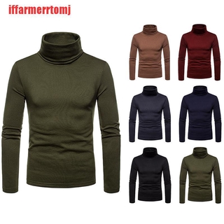 (SRB-COD)Men Long Sleeve Thermal Cotton High Collar Skivvy Turtle Neck Sweater Winter