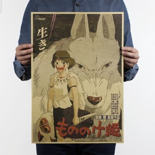 Miyazaki Hayao Comic/princess Mononoke/classic Nostalgia/kraft Paper/cafe/bar Poster (1)