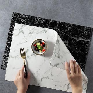 Marble PU Dining Western Food Non Slip Heat Insulation Mat Table Placemat Decoration Waterproof