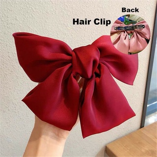 【spot goods】☒✠✕Satin Big Ribbon Bow Ties Clip Hair Clip Ponytail Clip Women Bow Hairpins Hair Tie Bi