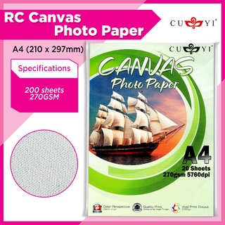 CUYI RC CANVAS PHOTO PAPER 270GSM A4 SIZE (20 SHEETS PER PACK)