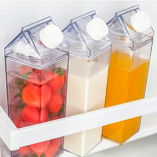 Annil Acrylic Water Clear Transparent Bottle Stylish Milk Carton Shaped Water Bottle Milk and Tea