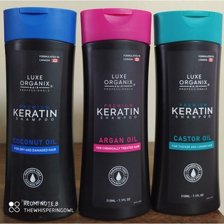 Luxe Organix Premium Keratin Coconut Oil / Argan / Castor Shampoo 210ml