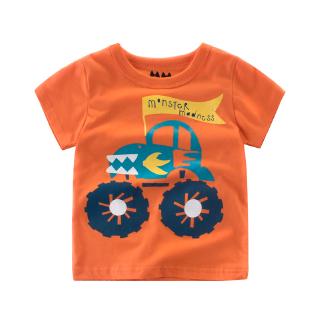 2-8 years old children's Cotton Short Sleeve T-Shirt orange cute cartoon top boys and girls KIDS clothing