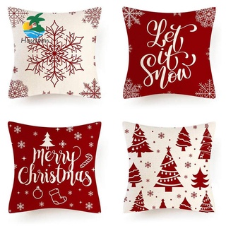 ♞ZM/4pcs Christmas Cushion Cover Decorative Sofa Pillow Case Home Decor