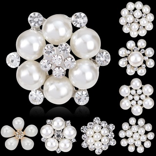 New Bridal Bouquet Rhinestone Crystal Brooch Pin Silver Pearl Brooches Flower