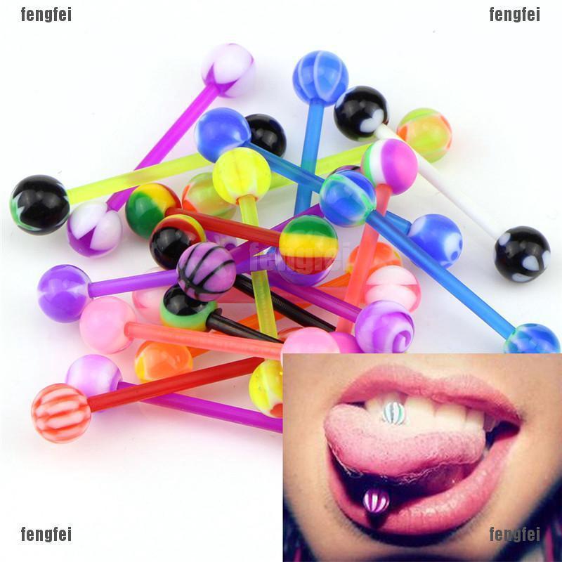 Multicolor Stud Tounge Rings Bars Barbell Body Piercing Jewelry Spirited