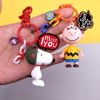 Cute Cartoon Doll Charlie Snoopy Puppy Key Chain Bag Key Ring Silica Gel Keychain