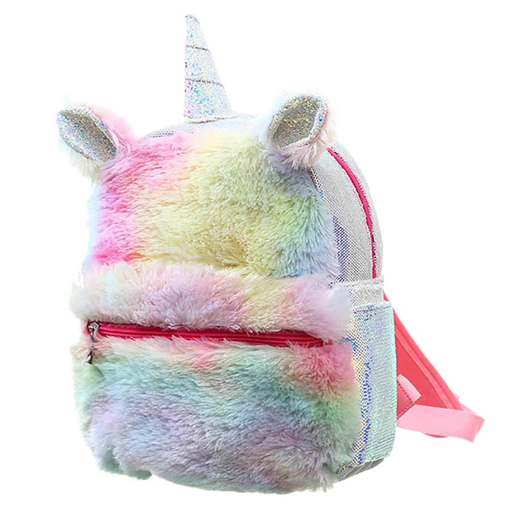 Unicorn Rainbow Plush Sequins Backpack Women Travel Bag