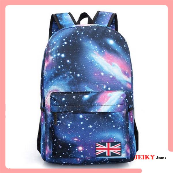 JY. Unisex British Galaxy Star Two Tone Canvas Backpack