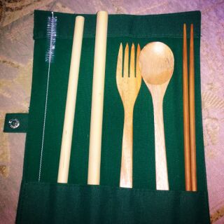 Cutlery set with Bamboo Straw