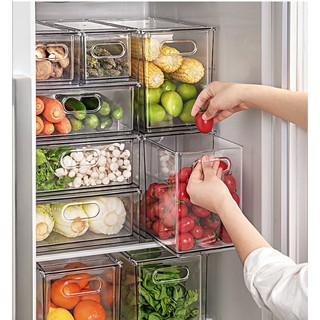 Stackable Plastic Refrigerator Drawer Organizer Food Fresh Keeper Container Vegetable Storage