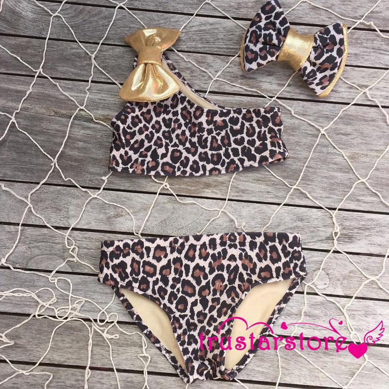 ✦ZWQ-Summer Baby Girls Leopard Bikini Set Headband 3PCS (4)