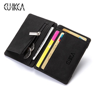 CUIKCA Magic Wallet Magic Money Clip Zipper Coins Wallet Purse Carteira Unisex Nubuck Leather Slim W