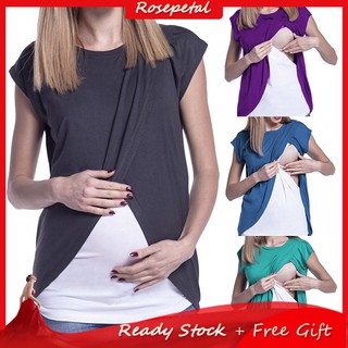 Women Maternity Nursing Pregnant Sleeves Double Layer Top (1)